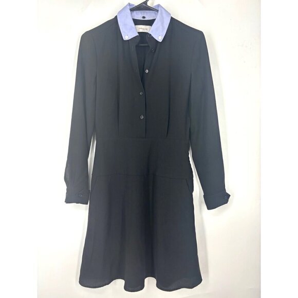 Coach Black Button Up Flare Shirt Dress 0 - Picture 2 of 5